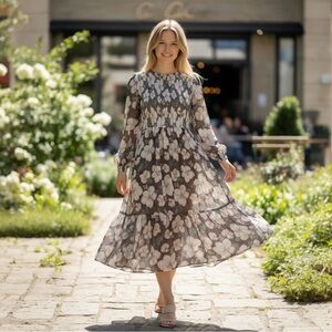 Mad About Style Dress Womens Sm Grace Midi Vintage Floral Jilly Box Long Sleeves